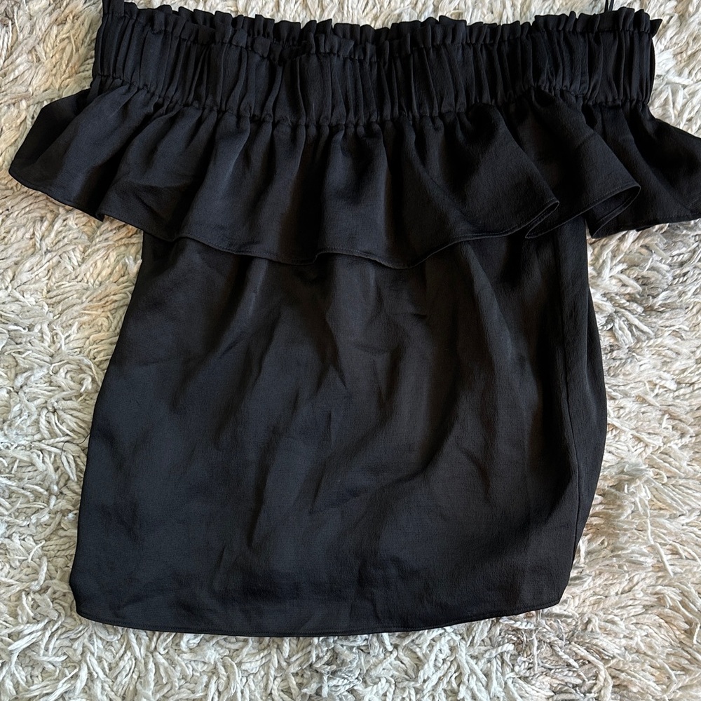 Express Black Ruffled Off-Shoulder Blouse